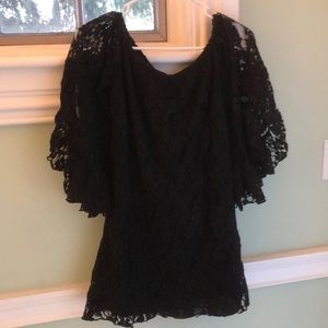 Long sleeve off the shoulder black dress